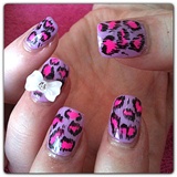 animal print purple/pink with bows