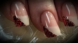 Red glitter on french 