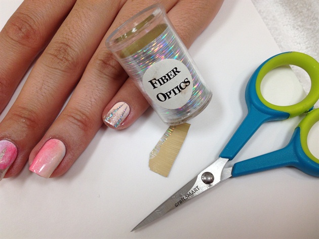 Next, use nail foil to create sharp stripes on the nails.  