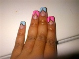 baby blue/pink french tip