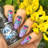 Gradient/Negative Space Floral Stamping