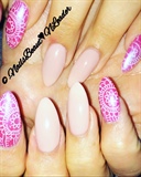 Nude pink Stamped Nails 