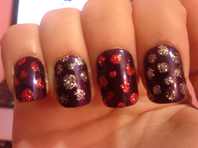 Purple with Red and Silver Spots