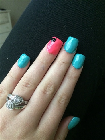 #bow#pink#teal