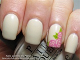 Cream with roses nail art