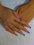 cut stiletto hand painted nails