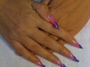 cut stiletto hand painted nails