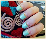 turquoise reversed french nails