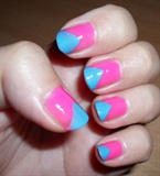 Pink and smurf-blue