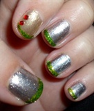 Christmas nails (silver, gold and green)