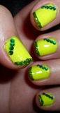 Yellow w. green glitter edge and stones