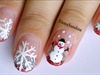 Christmas Snowman and Snowflakes Nails