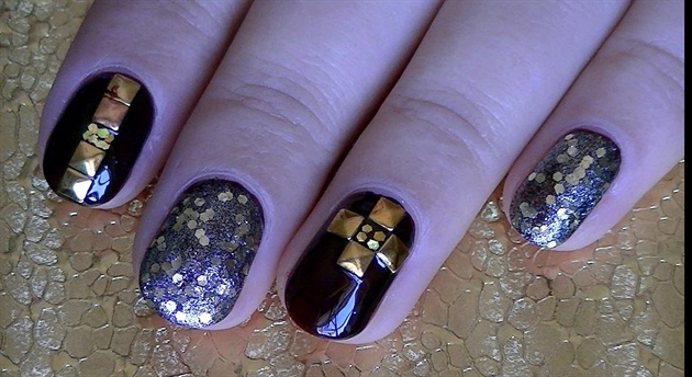 Chocolate and Champagne Nail Design