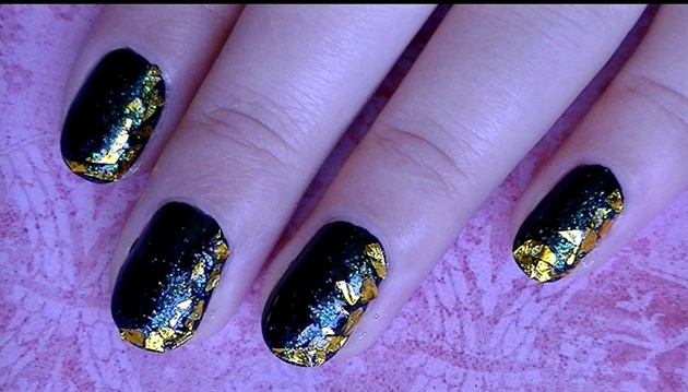 1. Gold foil nail design - wide 1