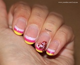 Colorful French Tip with Butterfly