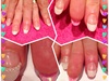 Sparkly White French Tips &amp; Pink Glitter