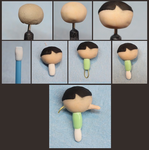 I used the same basic technique for all of the characters.I created the basic body shape with clay and covered with colored acrylic. \n\nFor the Powerpuff Girls, I started with clay as a base for the head. I covered with colored acrylic and removed the clay once it dried. I sculpted their hair with colored acrylic. I used a straw to create their bodies. I used white acrylic and used gel polish to add color. I added their legs and arms with wire and painted on details with acrylic paint.