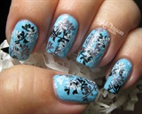 Sky Blue Multi Stamping Texture