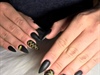 Mat  nails with  gold spider gel design 