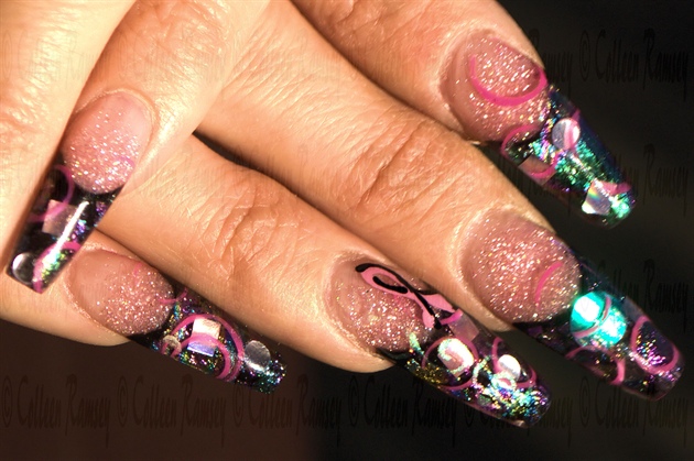 Hand Painted Breast Cancer Nail Art - wide 10