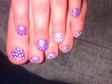 purple and white polka dots