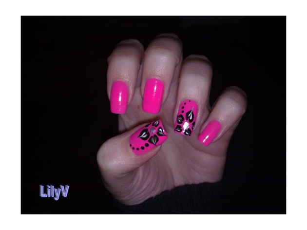 Neon pink with marbling flower