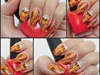 bright orange floral nailart