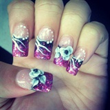 my nails :) black w pink glitter fading