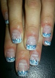 white and blue tips, with swirly stamps