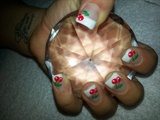 french tips with cherry stamps
