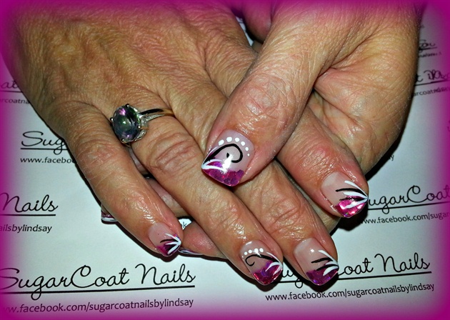 Pink with hand painted swirls