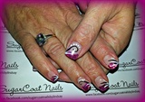 Pink with hand painted swirls
