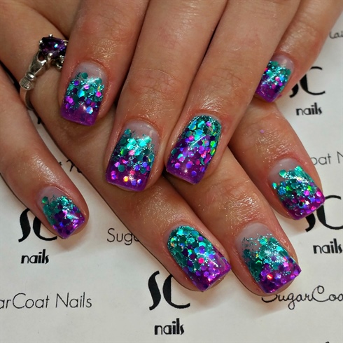turquoise and purple glitter