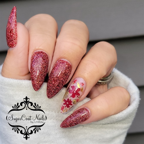 Reflective Red Floral