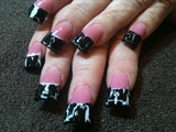 Pink &amp; White french with black crackle 