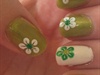 Green Flower Nails