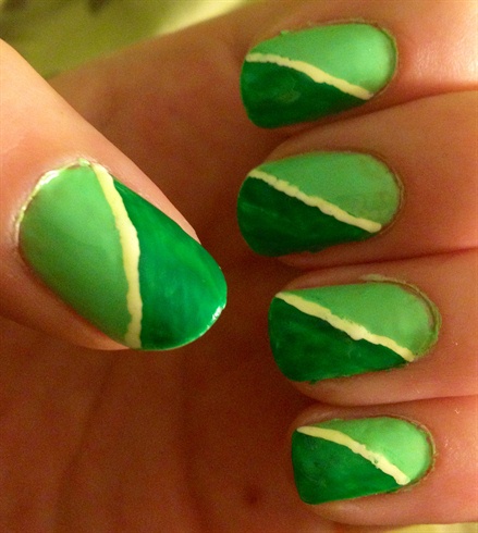 Green Stripe Nails