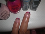 Pink tips with black &amp; silver glitter