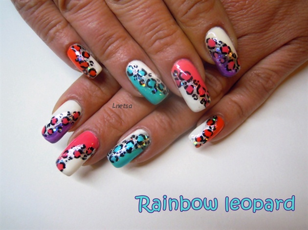 Rainbow leopard nails