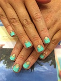 Teal And Gold Mani