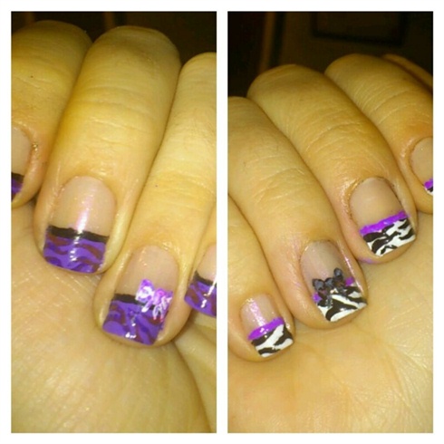 White&amp;Purple Zebra Nail Art