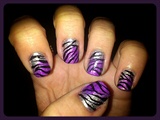 Silver&amp;Purple Zebra Nail Art