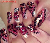 LEOPARD PRINT &amp; 3-D ACRYLIC RED ROSE