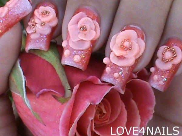 CORAL COLORED 3-D ACRYLIC ROSES
