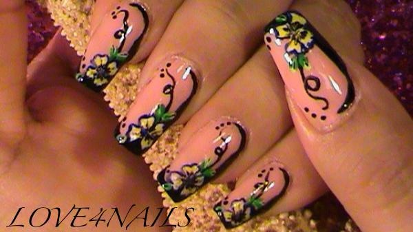 flower nail designs. PANSIE FLOWER NAIL DESIGN