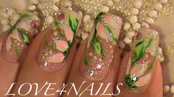 White Flowers on French Manicure