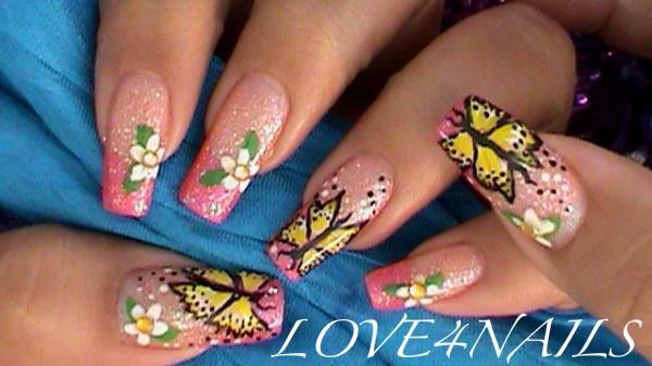 Spring Time Butterfly Nail Art Design