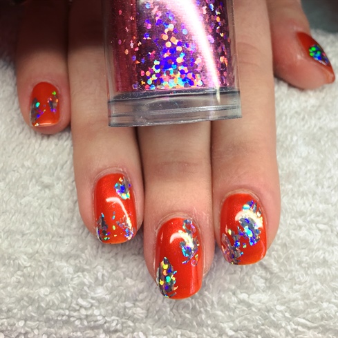 Take Lecenté Pink Holographic Foil and dab into some of the gaps 