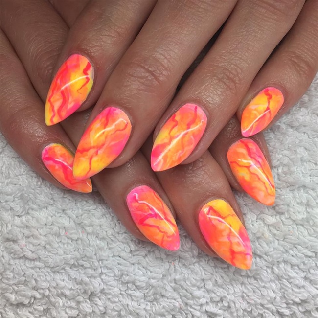 Neon Marble nails - Nail Art Gallery Step-by-Step Tutorial Photos