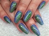 Green and Blue Ocean glitter nails